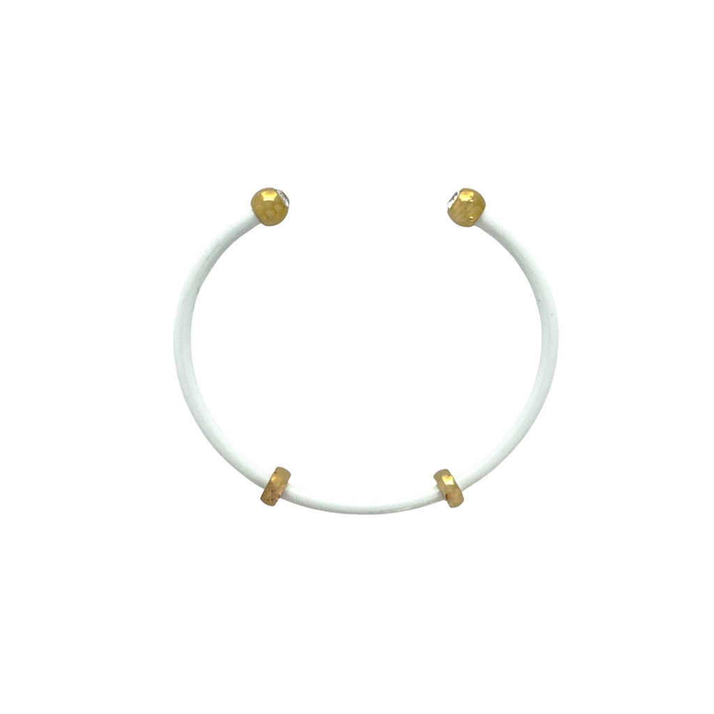 ALEX+ANI Bezel Stone Enamel Cuff White