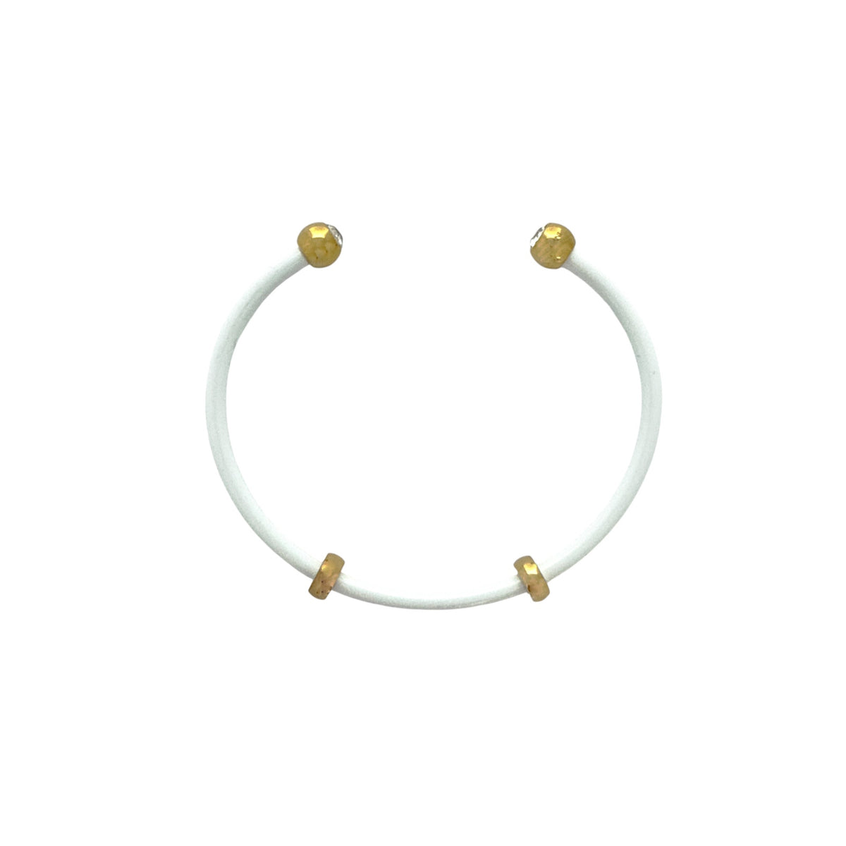 ALEX+ANI Bezel Stone Enamel Cuff White