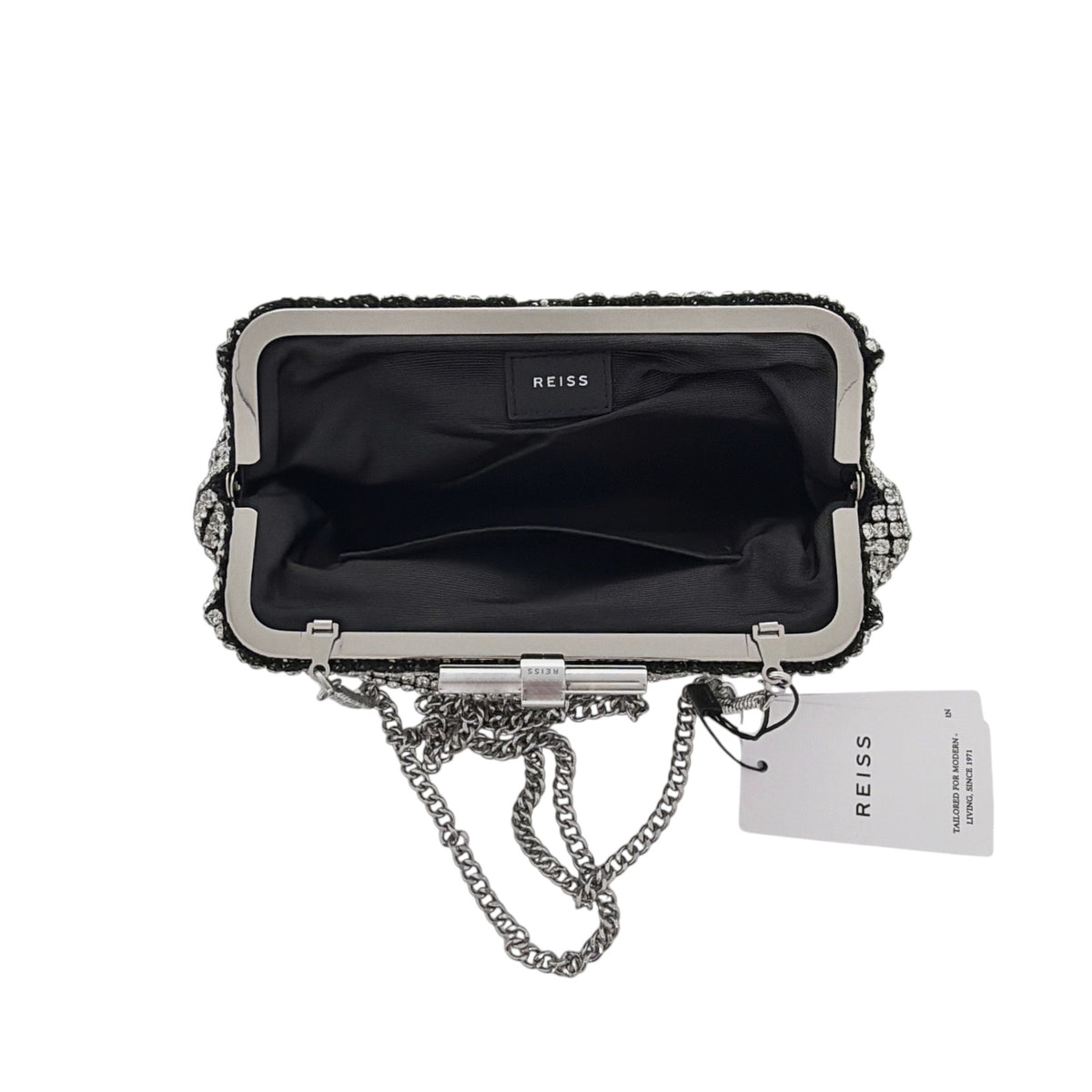 REISS Adaline Crystal Clutch Bag