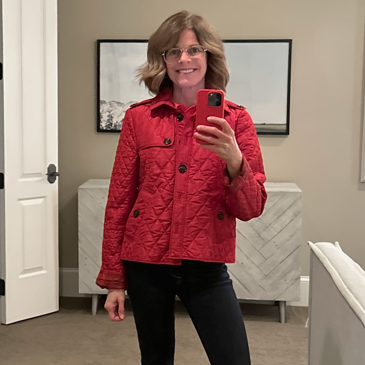 BURBERRY London Cropped Diamond Quilted Jacket in Red US10 | M
