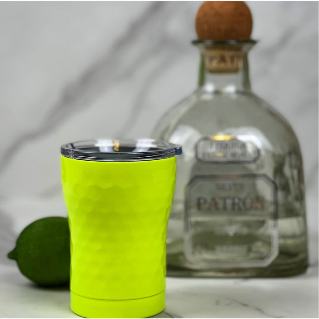 SIC Seriously Ice Cold 12 oz Tumbler in Neon Yellow Dimpled Golf