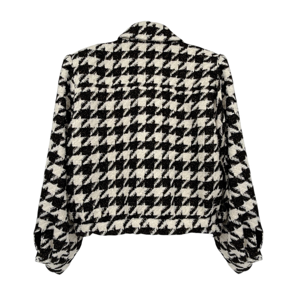 L'AGENCE Bridges Crop Jacket in Ecru Black & Gold Houndstooth 4|S
