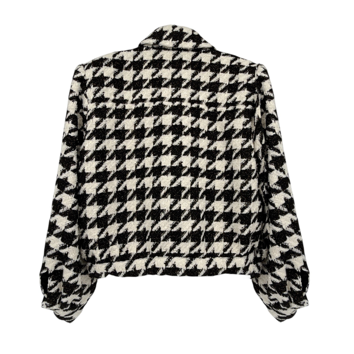 L'AGENCE Bridges Crop Jacket in Ecru Black & Gold Houndstooth 4|S