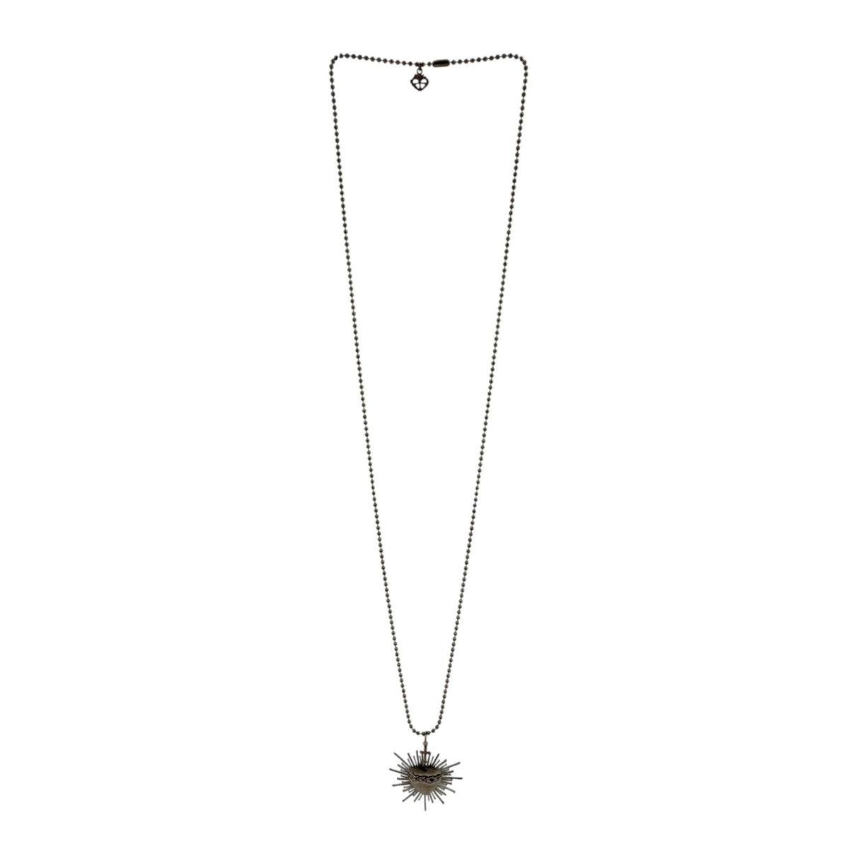 VSA Sacred Flame Charm Necklace Gunmetal 34" Ball Chain