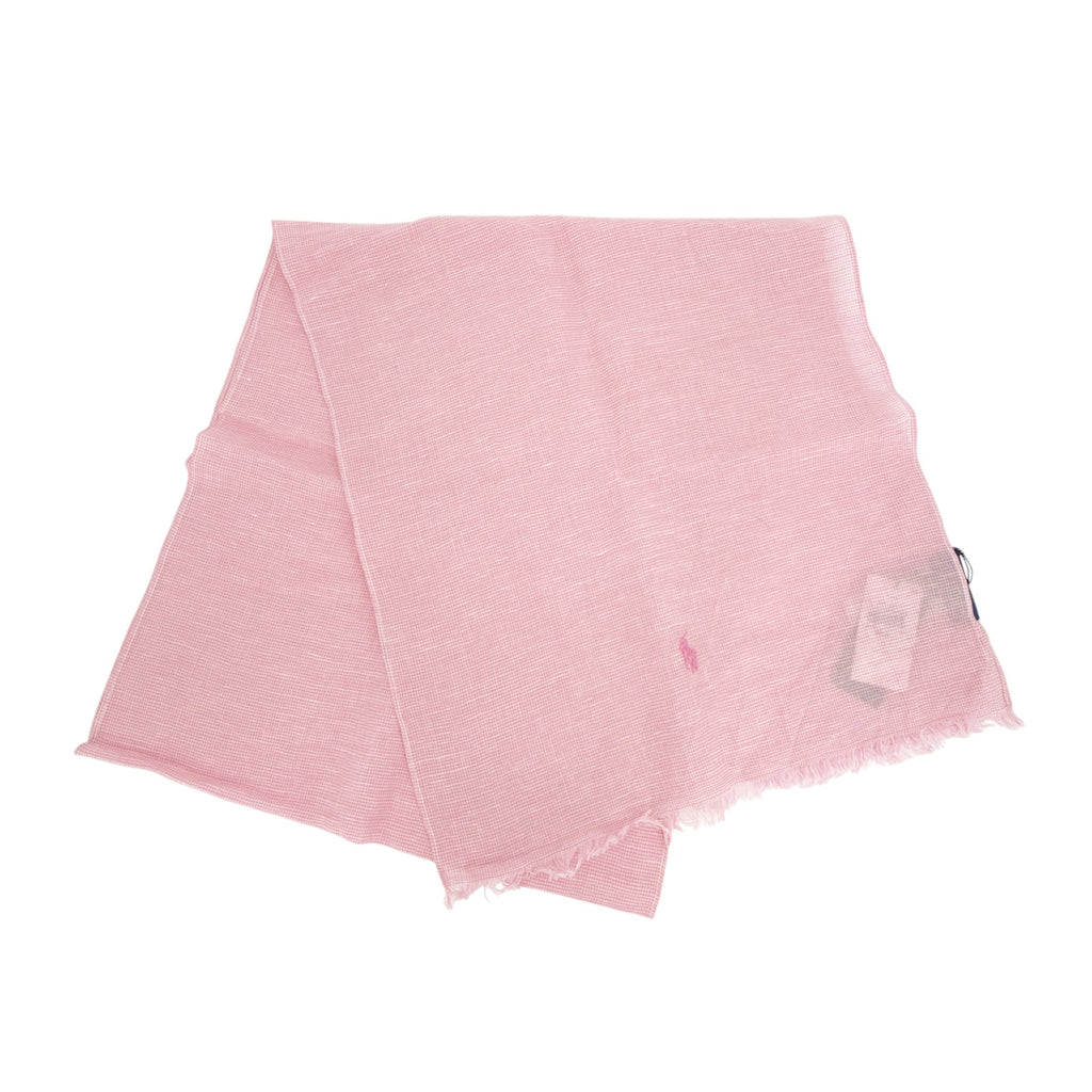 POLO RALPH LAUREN Micro-Houndstooth Linen-Cotton Scarf in Pink &amp; White