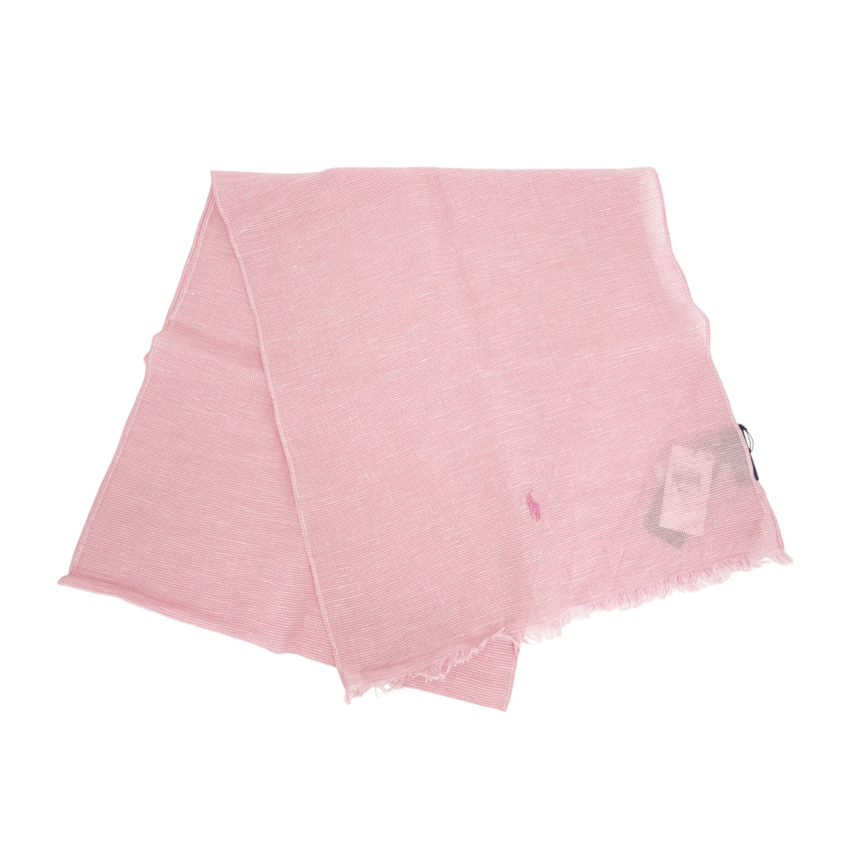 POLO RALPH LAUREN Micro-Houndstooth Linen-Cotton Scarf in Pink &amp; White