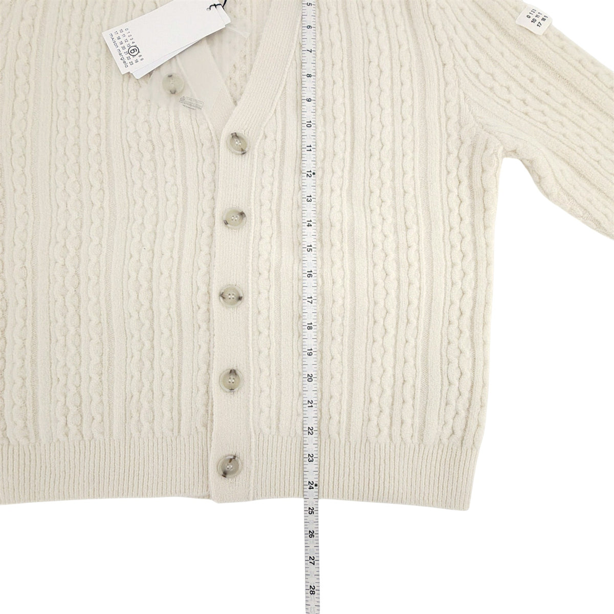 MM6 Maison Margiela Cable Knit Cardigan in Cream S