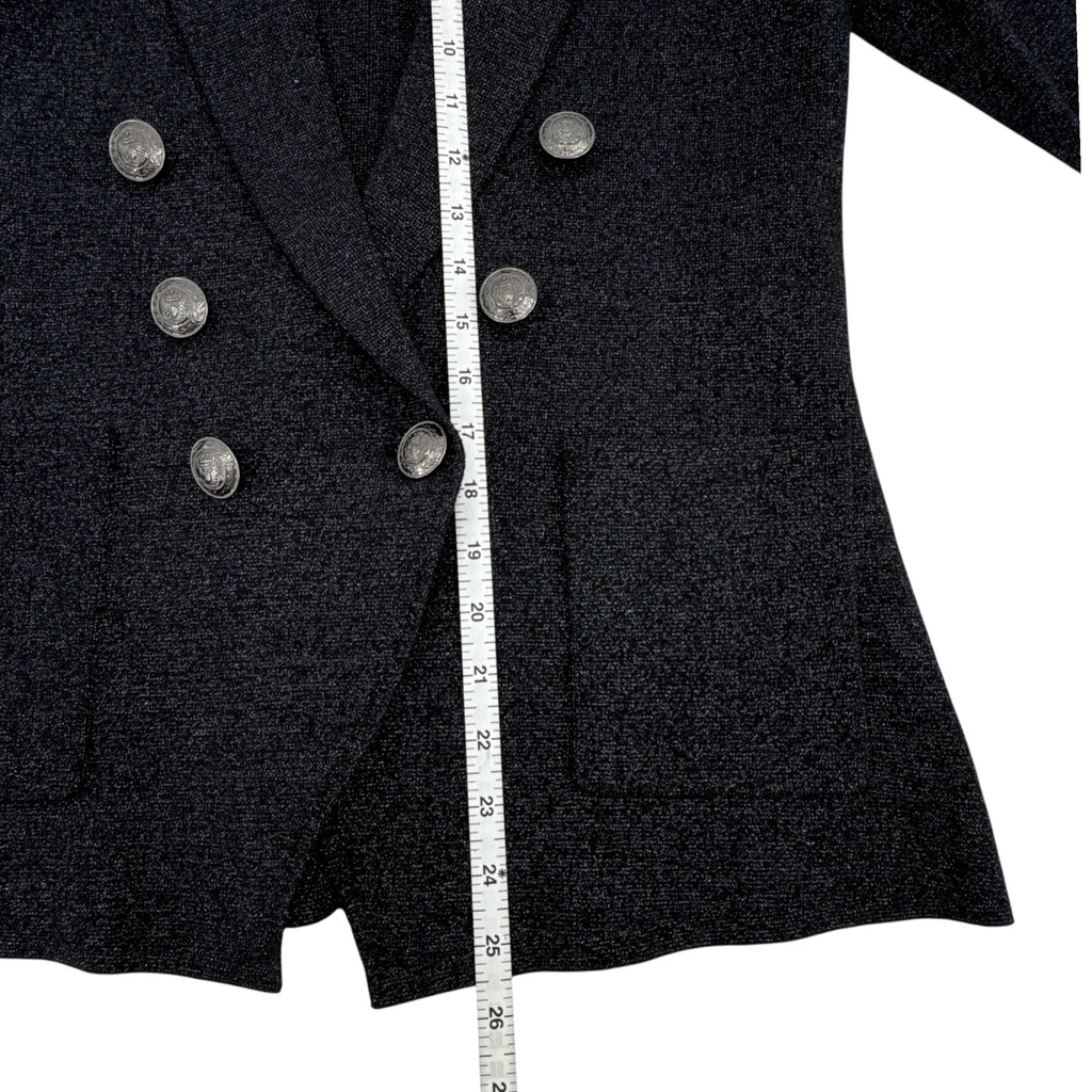 L'AGENCE Kenzie Metallic Knit Blazer in Black & Gunmetal Lurex S