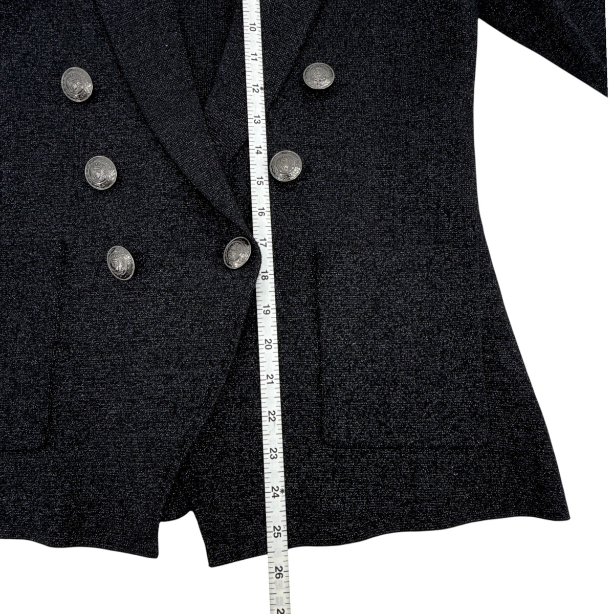 L'AGENCE Kenzie Metallic Knit Blazer in Black & Gunmetal Lurex S
