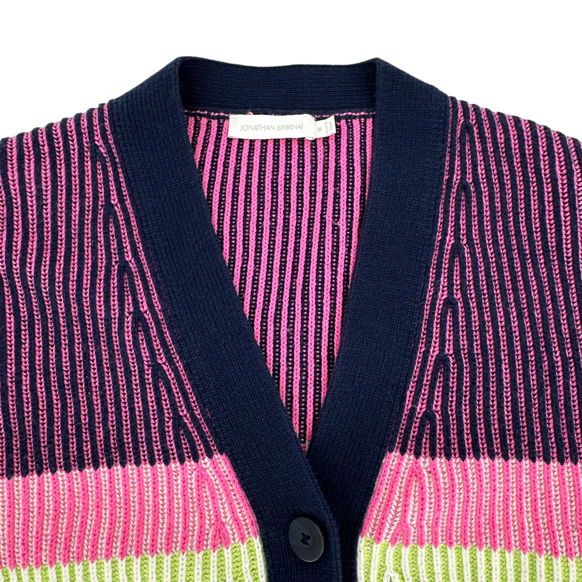 JONATHAN SIMKHAI Safford Cotton Cashmere Cardigan In Lime Multi M