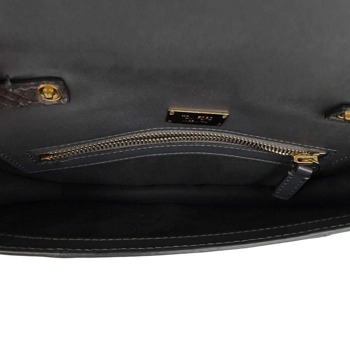 TOM FORD Jennifer Python Clutch Bag with Strap in Graphite