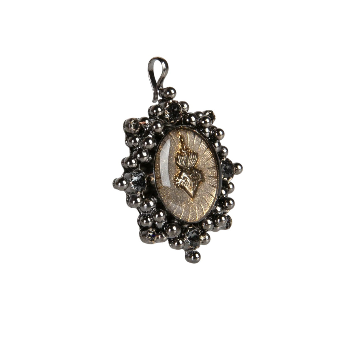 VIRGINS SAINTS & ANGELS VSA Cloister Sacred Heart Medallion Gunmetal