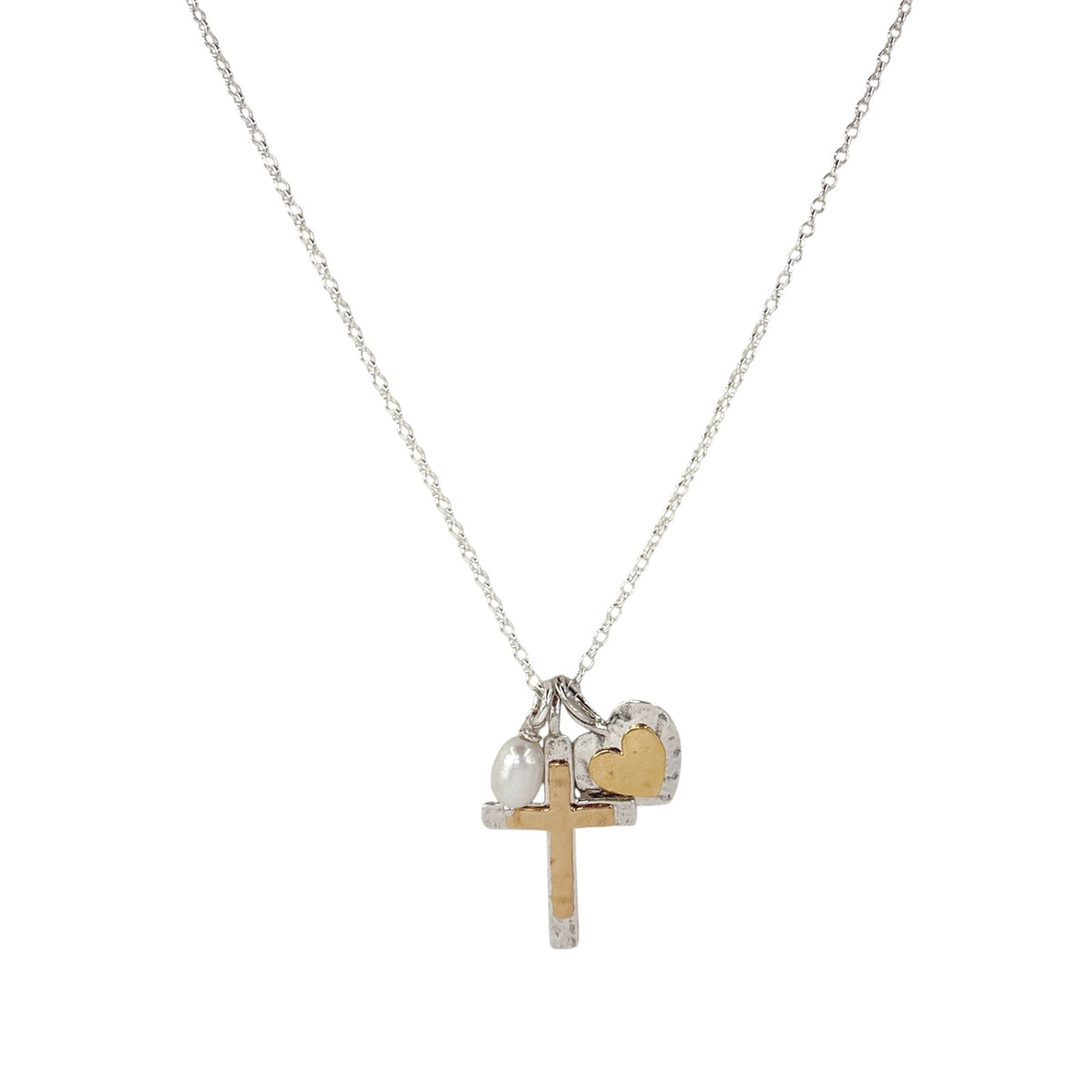 SILPADA Powerful Duo Necklace Gold Plate & Silver Pearl Necklace