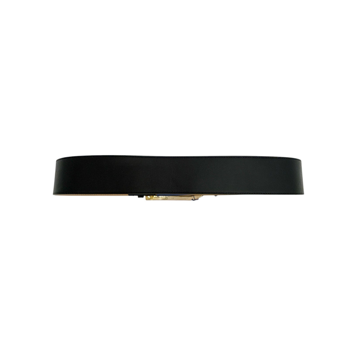 POLO RALPH LAUREN Elongated-Buckle Leather Belt in Black & Gold S