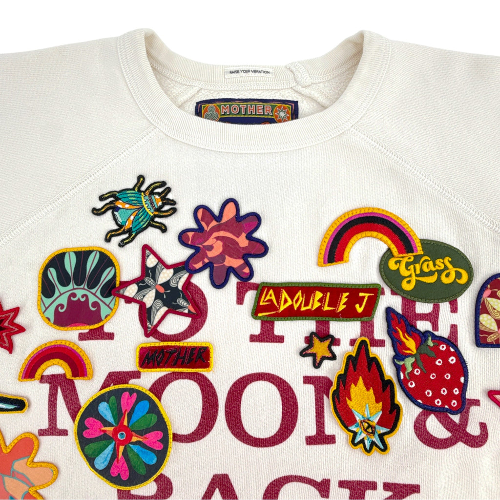 La DOUBLEJ x MOTHER The Biggie Concert Whisper White Patch It Up Sweatshirt S