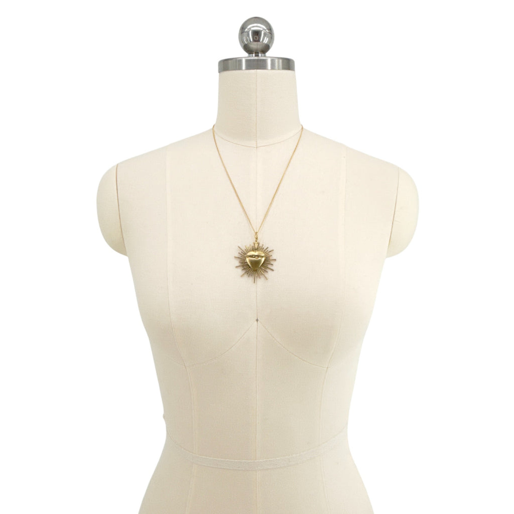 VSA Sacred Flame Charm Necklace in Gold 20"