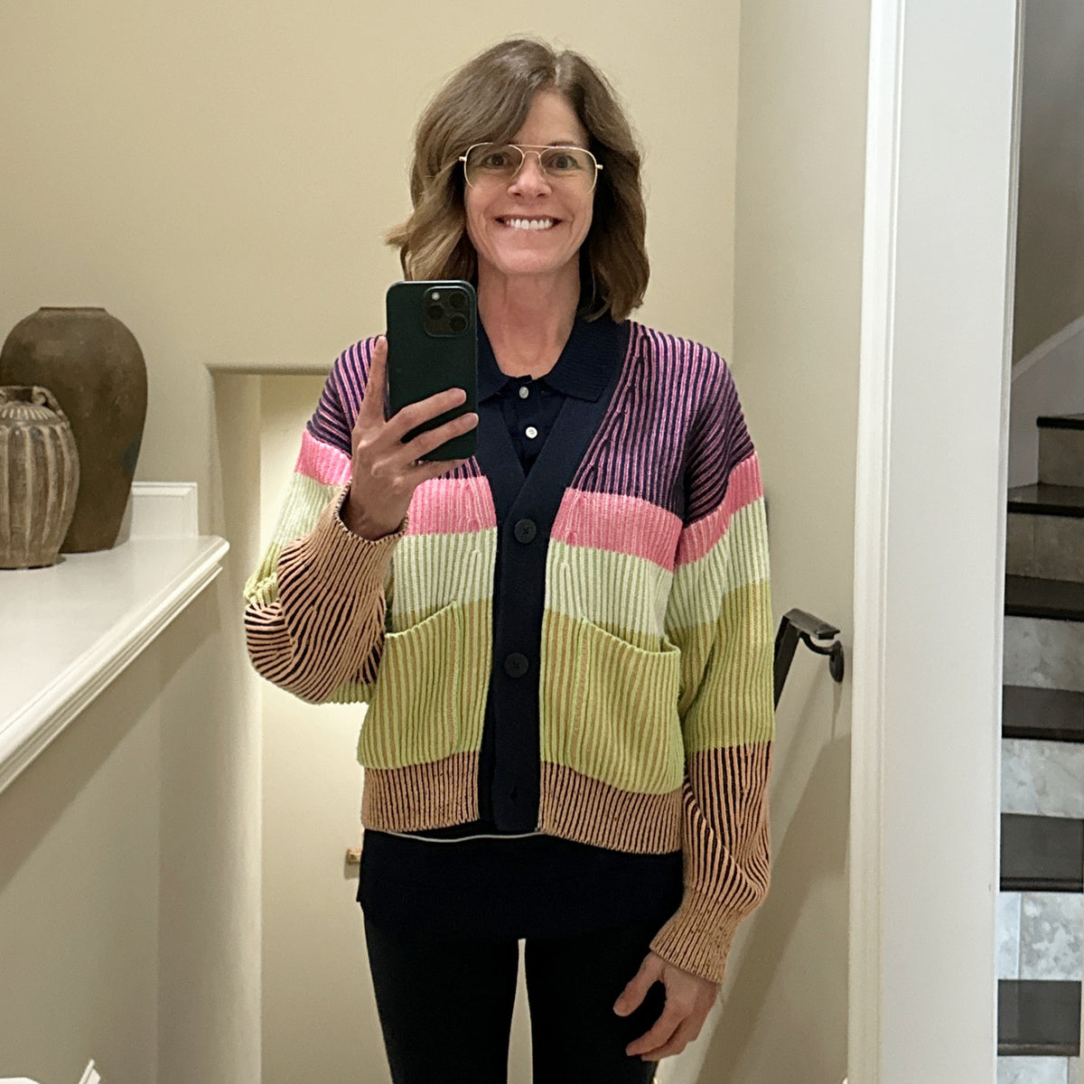 JONATHAN SIMKHAI Safford Cotton Cashmere Cardigan In Lime Multi M