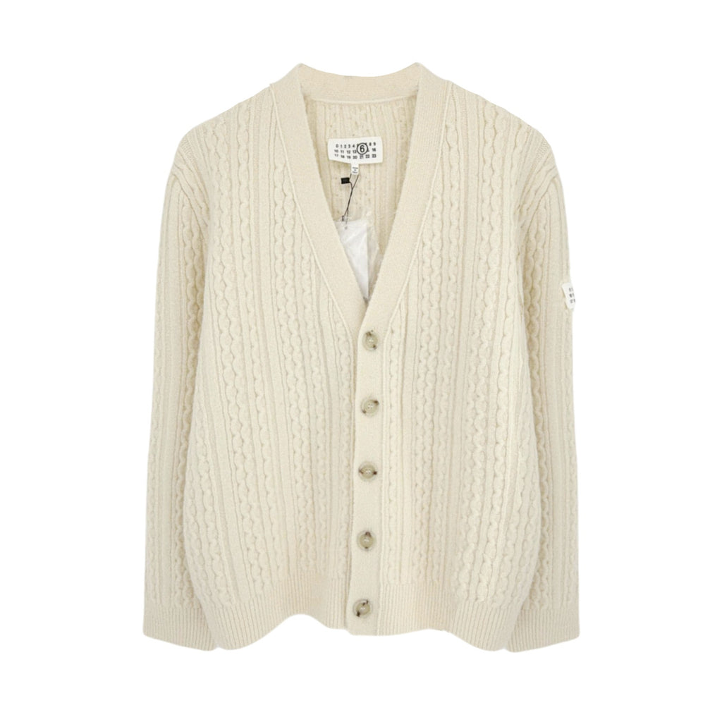 MM6 Maison Margiela Cable Knit Cardigan in Cream S