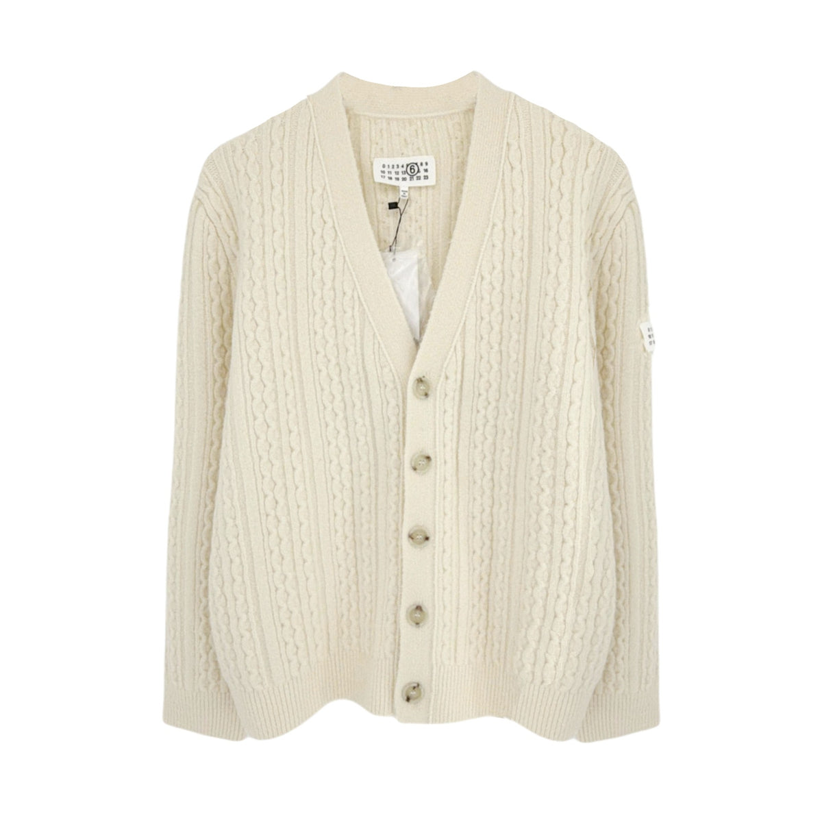 MM6 Maison Margiela Cable Knit Cardigan in Cream S