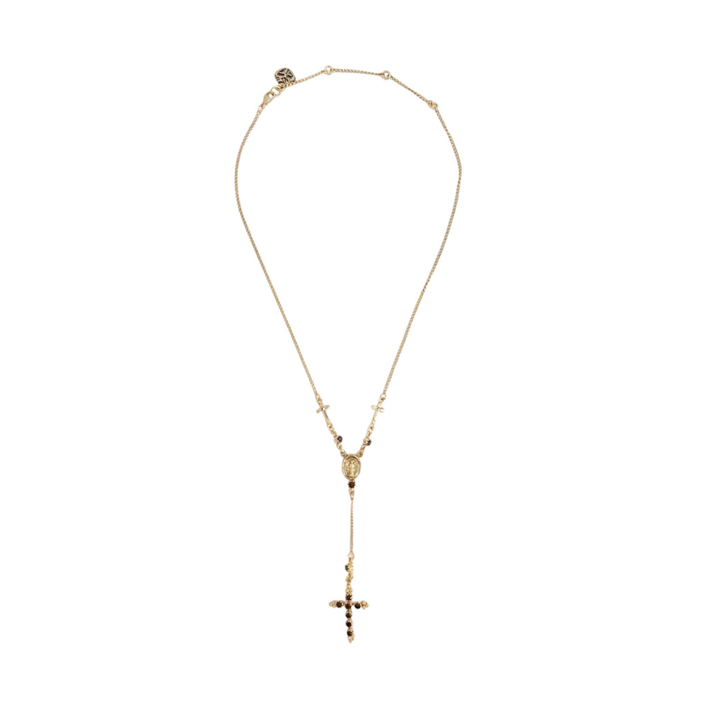 VSA Maddie Rosary Necklace Gold & Burgundy