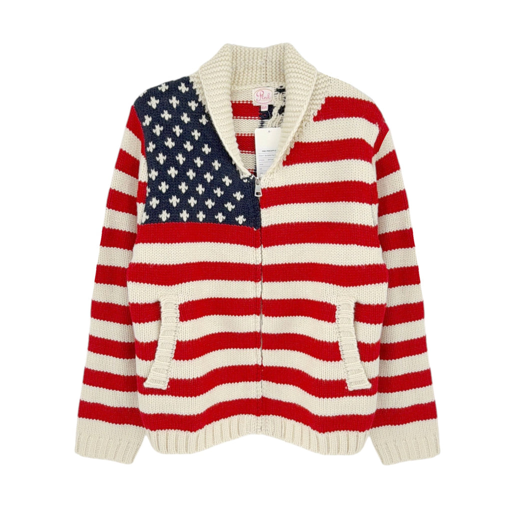 PINK PINEAPPLE Zip Varsity Flag Cardigan XS/S