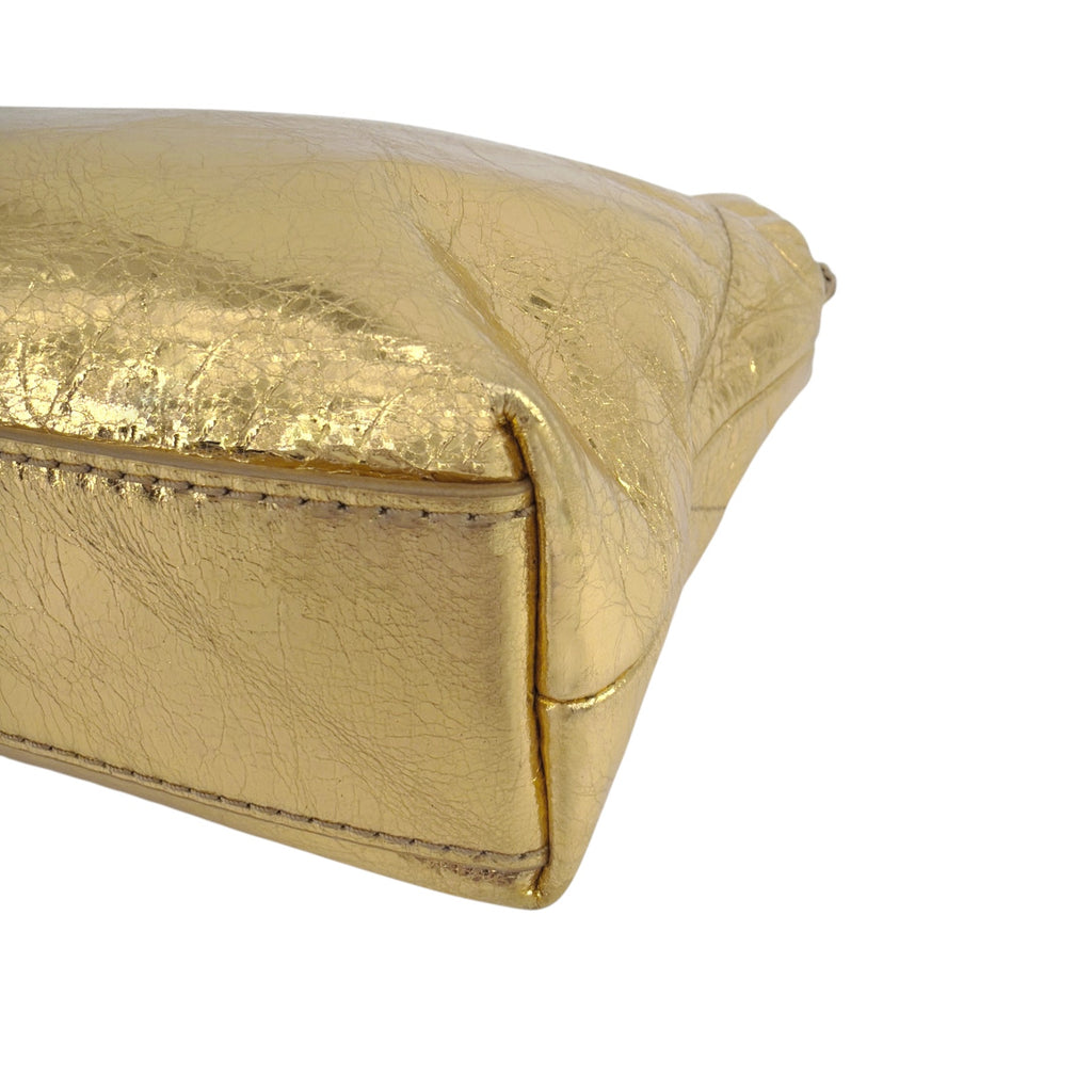 VERONICA BEARD Small Slouch Leather Shoulder Bag in Gold