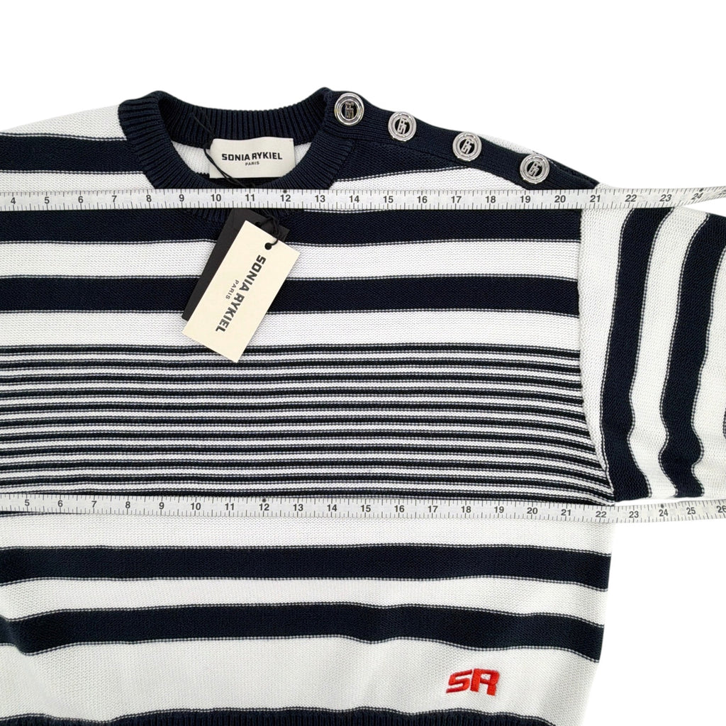 SONIA RYKIEL Pull Rayure Signature Sweater in Blue & White S