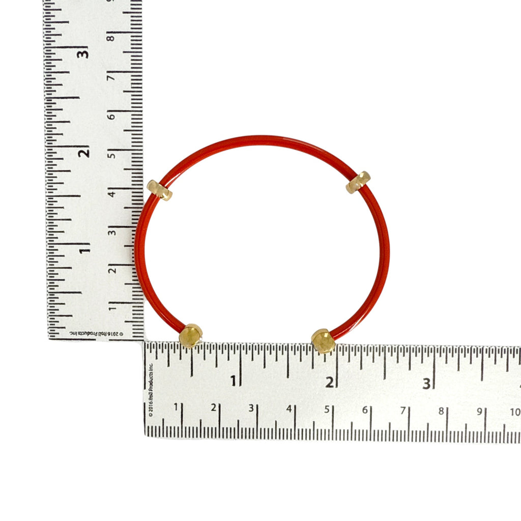 ALEX+ANI Bezel Stone Enamel Cuff in Coral Red