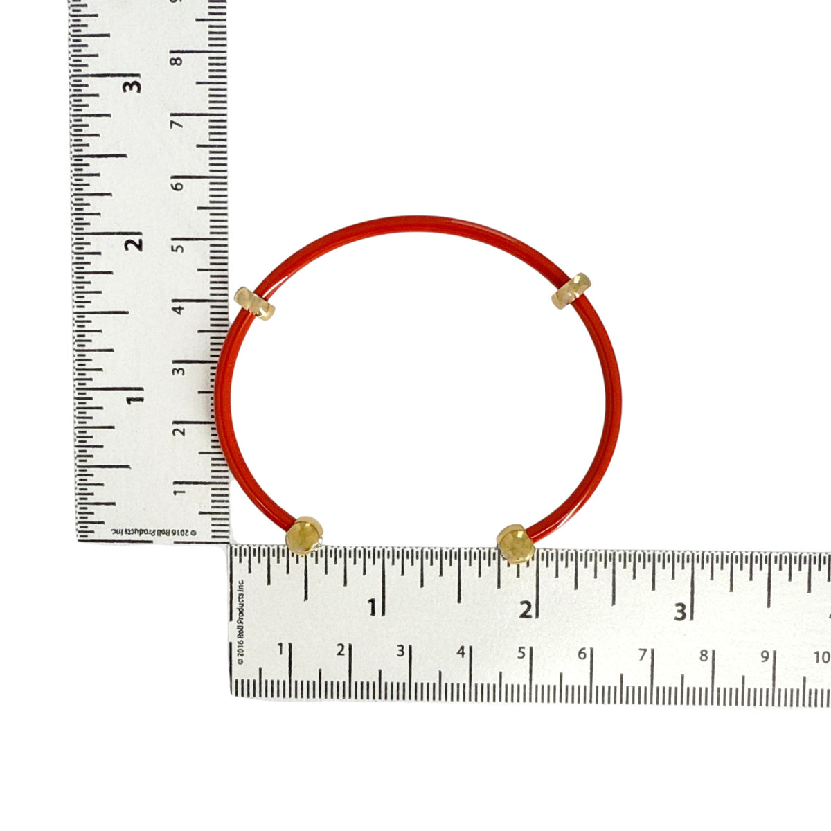 ALEX+ANI Bezel Stone Enamel Cuff in Coral Red