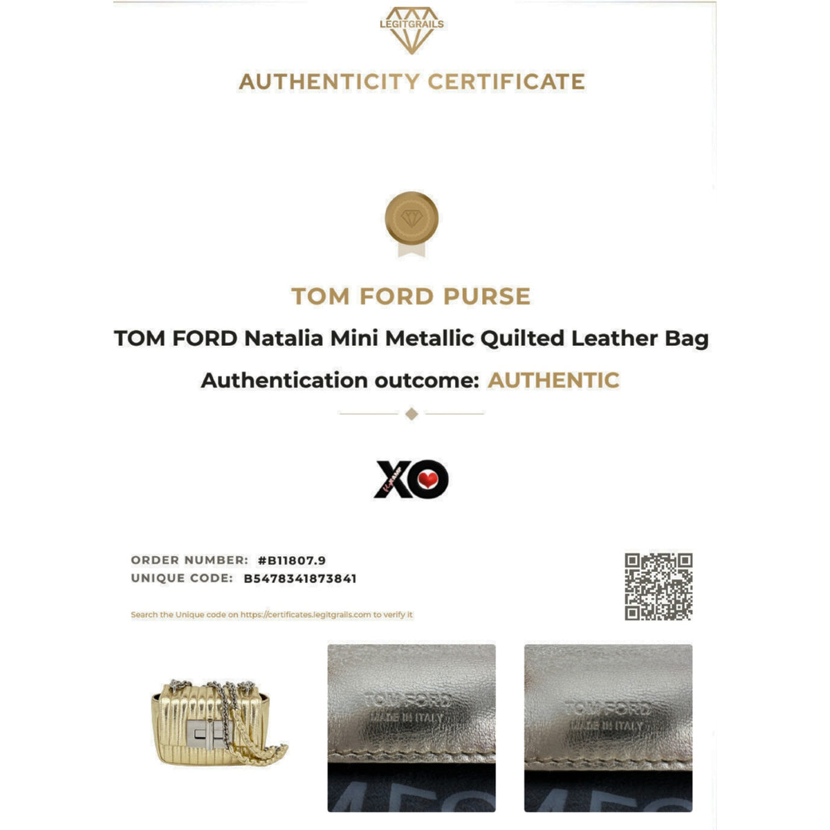 TOM FORD Natalia Mini Metallic Quilted Leather Bag In Pale Gold