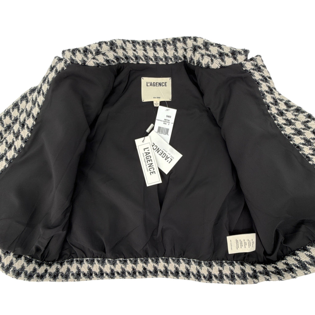 L'AGENCE Cove Crop Short Sleeve Jacket in Houndstooth 2