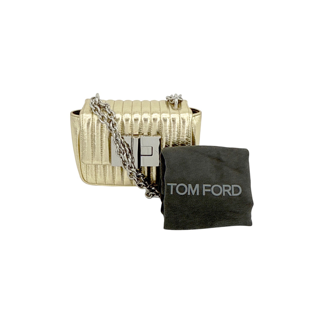 TOM FORD Natalia Mini Metallic Quilted Leather Bag In Pale Gold