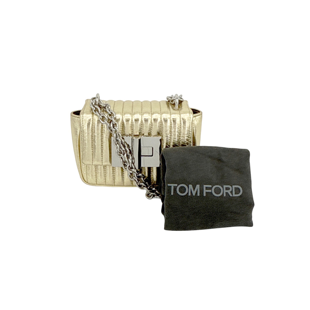 TOM FORD Natalia Mini Metallic Quilted Leather Bag In Pale Gold