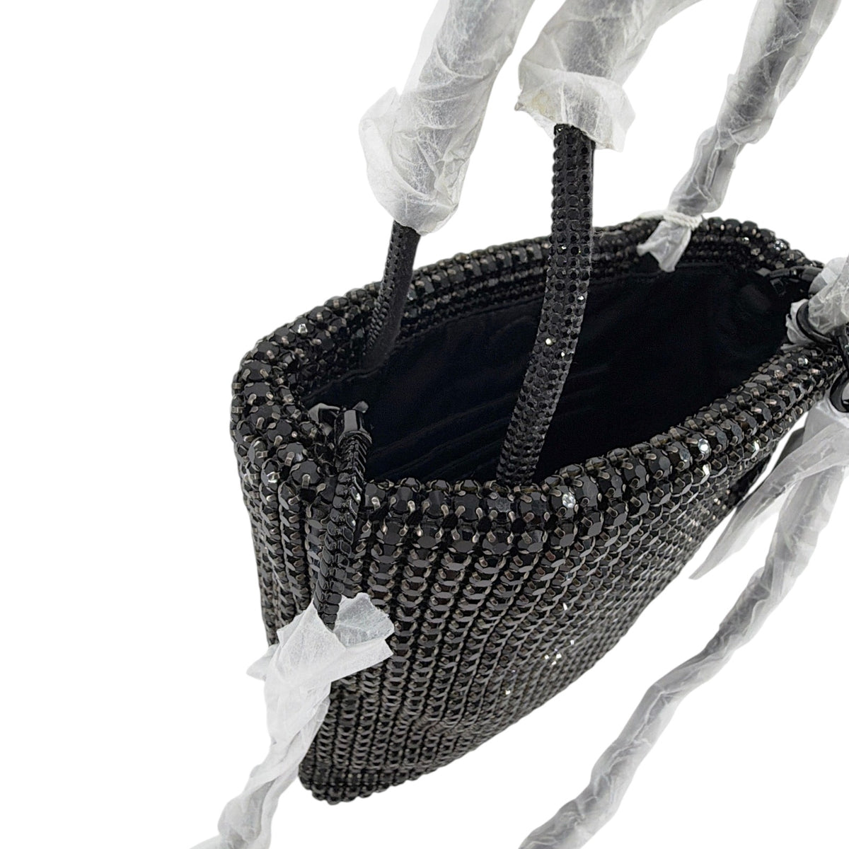 TORY BURCH Night Owl Crystal Embellished Mini Tote in Black