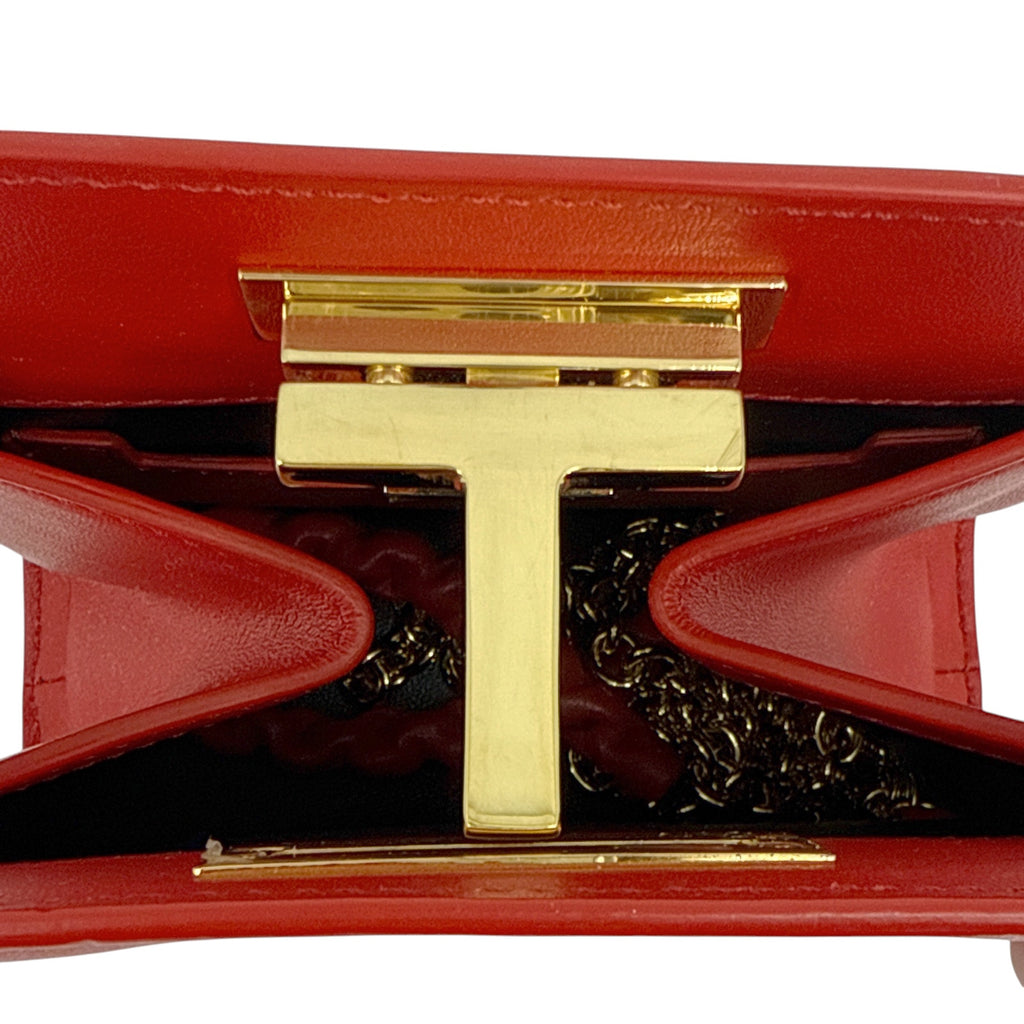 TOM FORD Cosmo T Lock Shoulder Bag in Red Leather