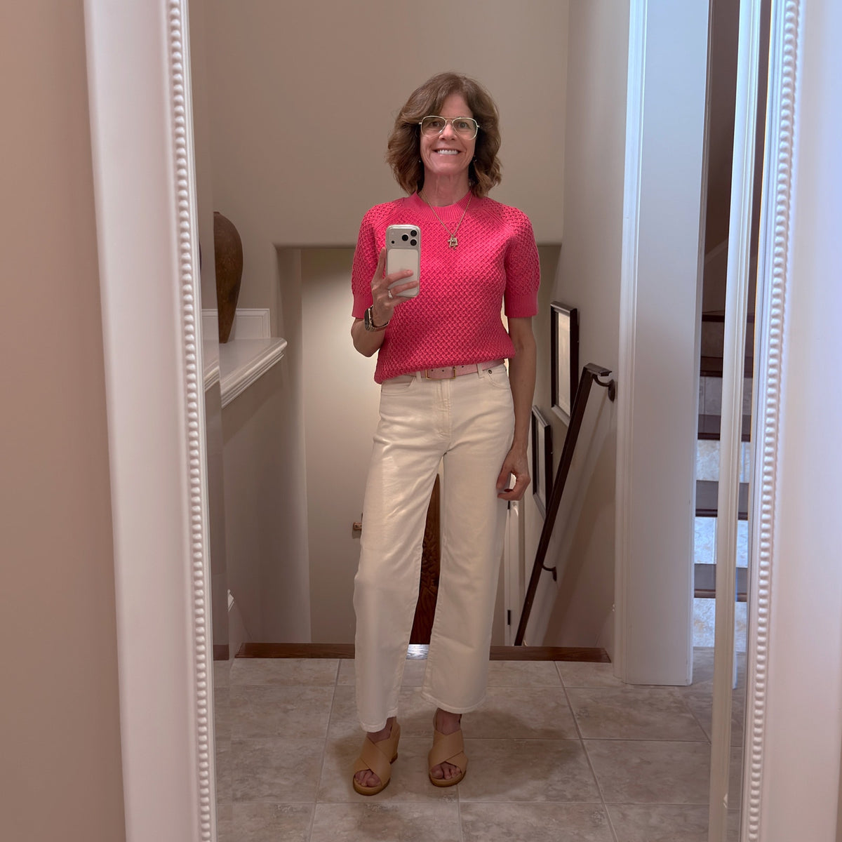 VARLEY Lucy Knit Top in Ibis Rose S