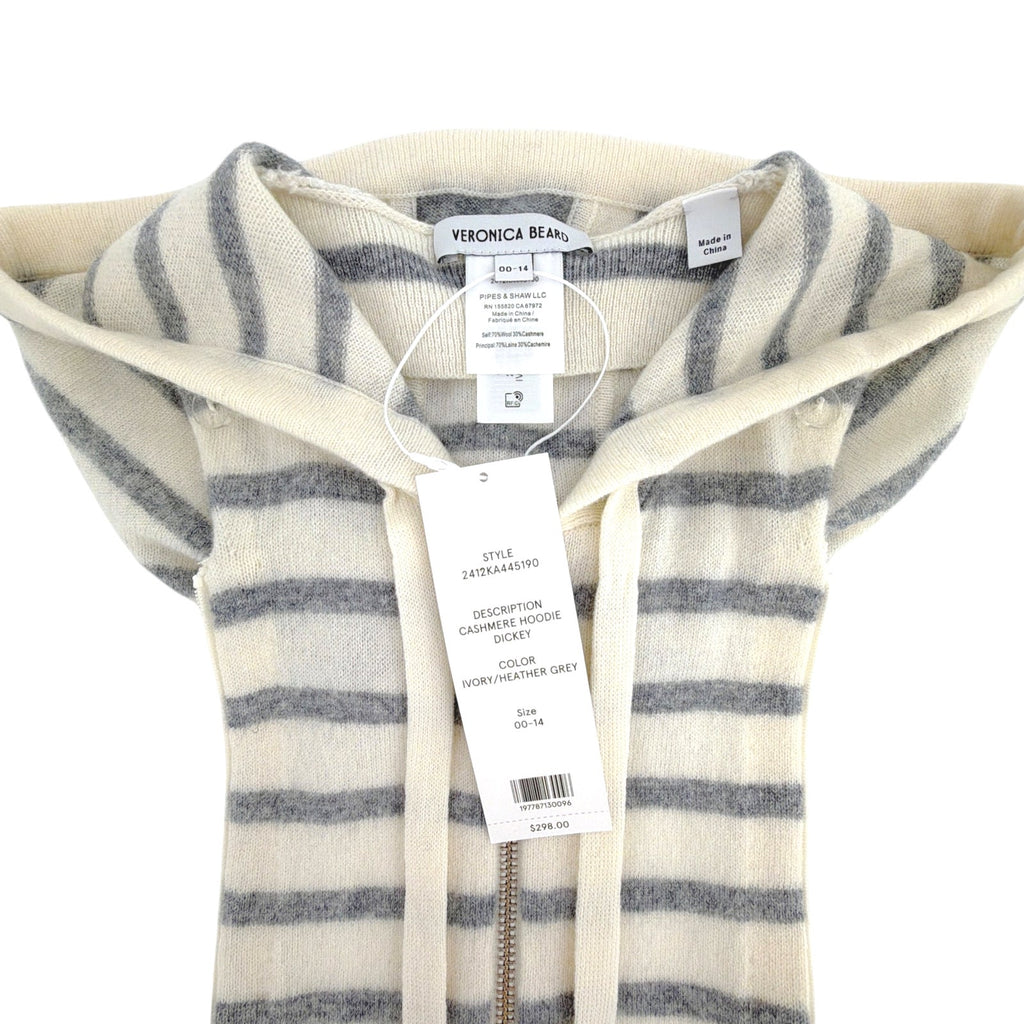 VERONICA BEARD Cashmere Hoodie Dickey in Ivory & Heather Grey