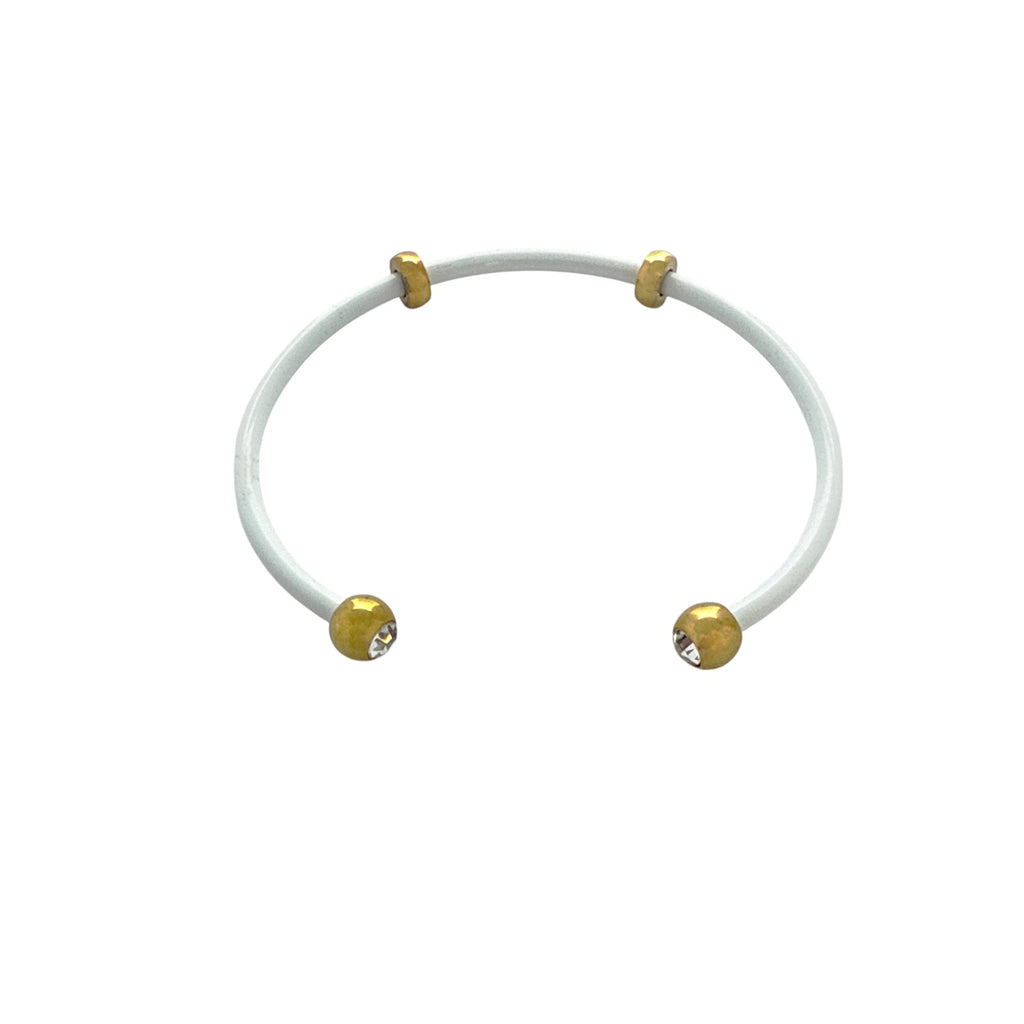 ALEX+ANI Bezel Stone Enamel Cuff White