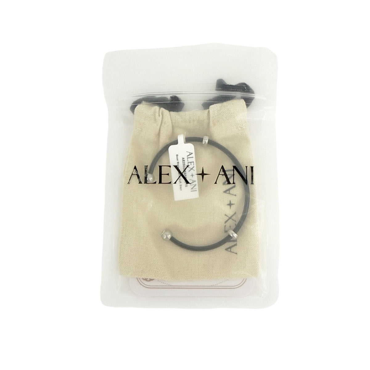 ALEX+ANI Bezel Stone Enamel Cuff Black