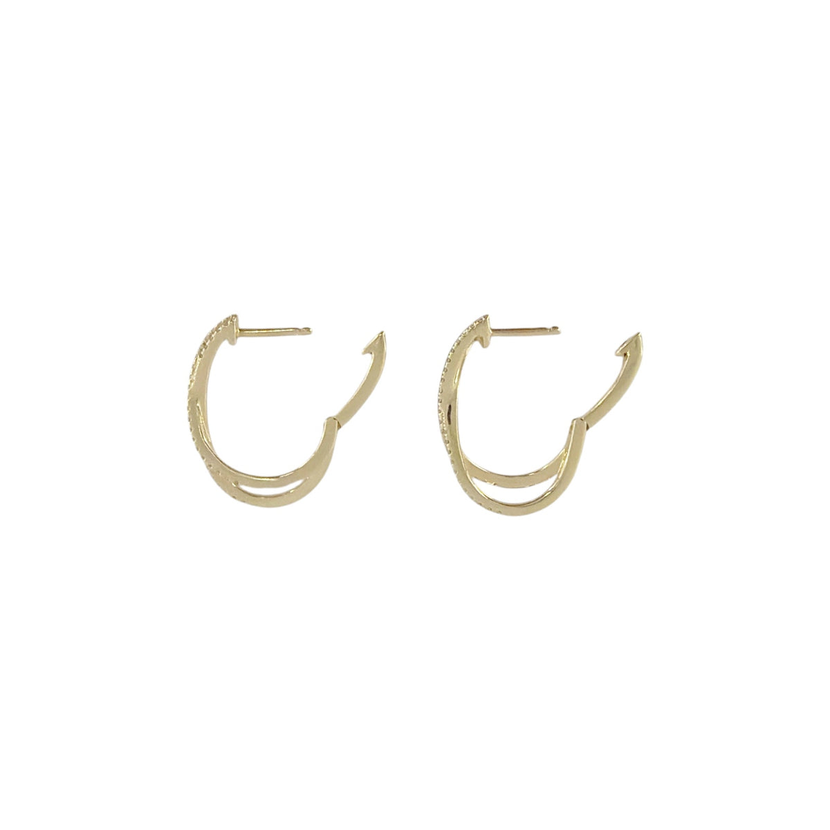 SHY Creation Diamond 14K Yellow Gold Crossover Hoop Earrings .21 CTW