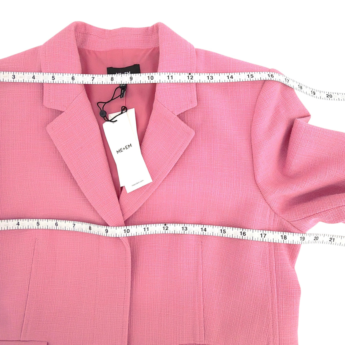 ME+EM Cotton Blend Spring Boyfriend Blazer in Perfect Pink UK12|US8
