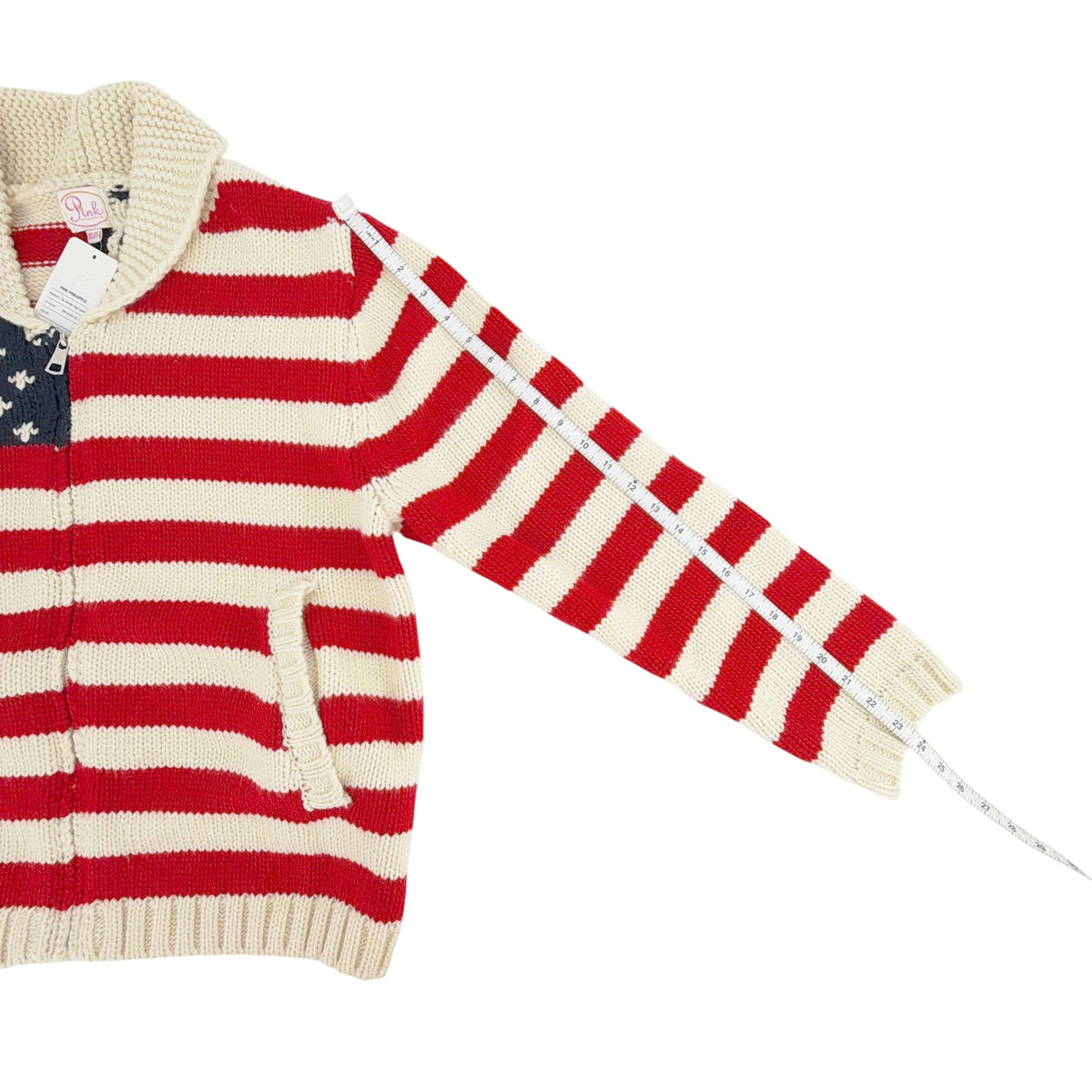 PINK PINEAPPLE Zip Varsity Flag Cardigan XS/S