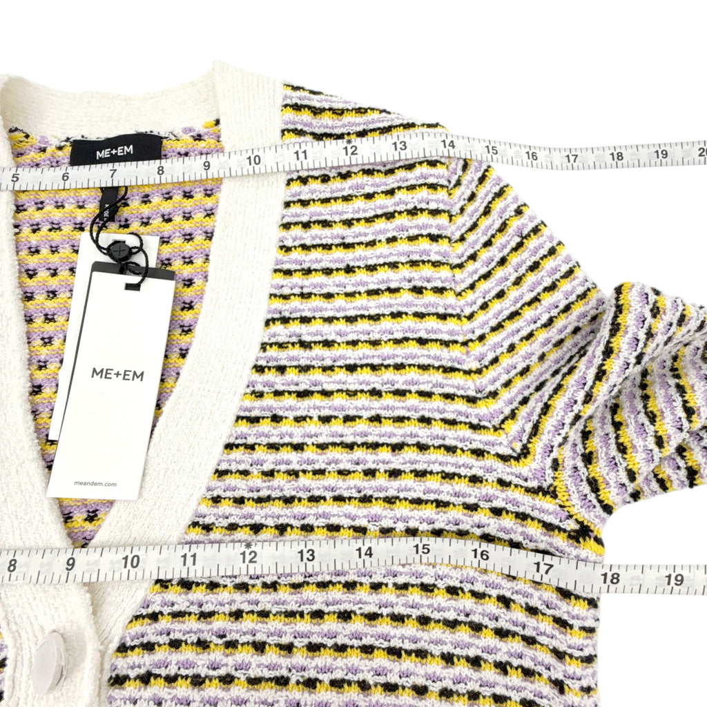 ME+EM Summer Jacquard 3/4 Sleeve Jacket in Cream Multi S