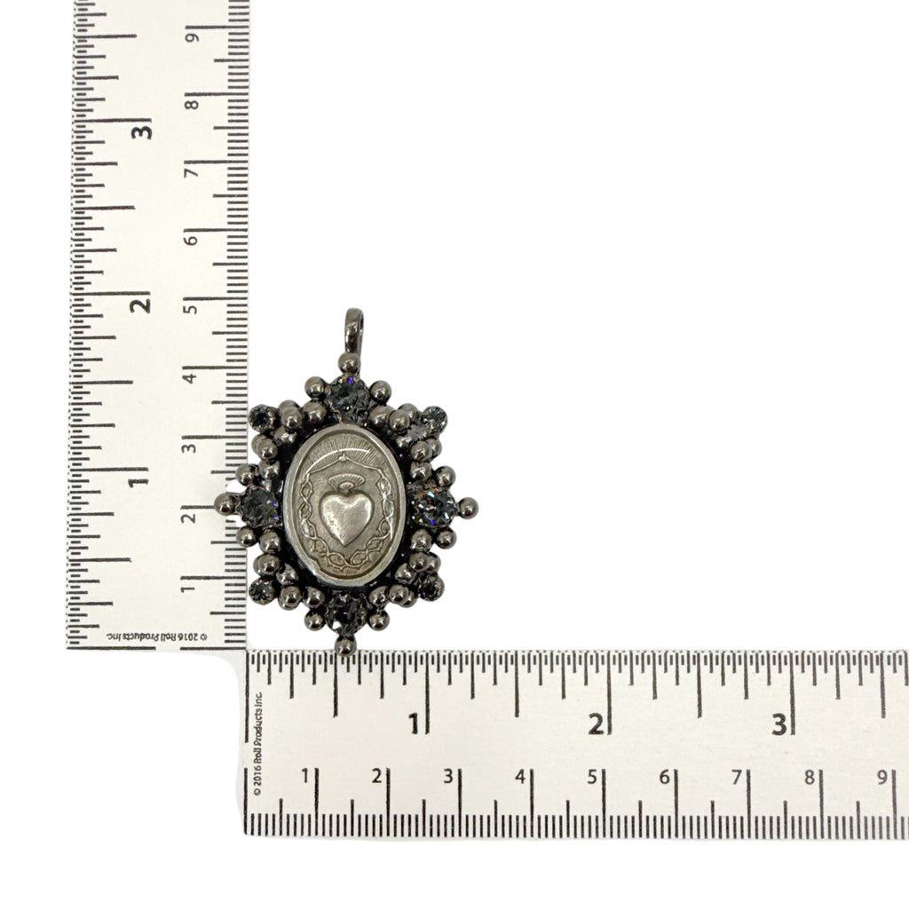 VIRGINS SAINTS & ANGELS VSA Medallion Oval Cloister Sacred Heart in Gunmetal