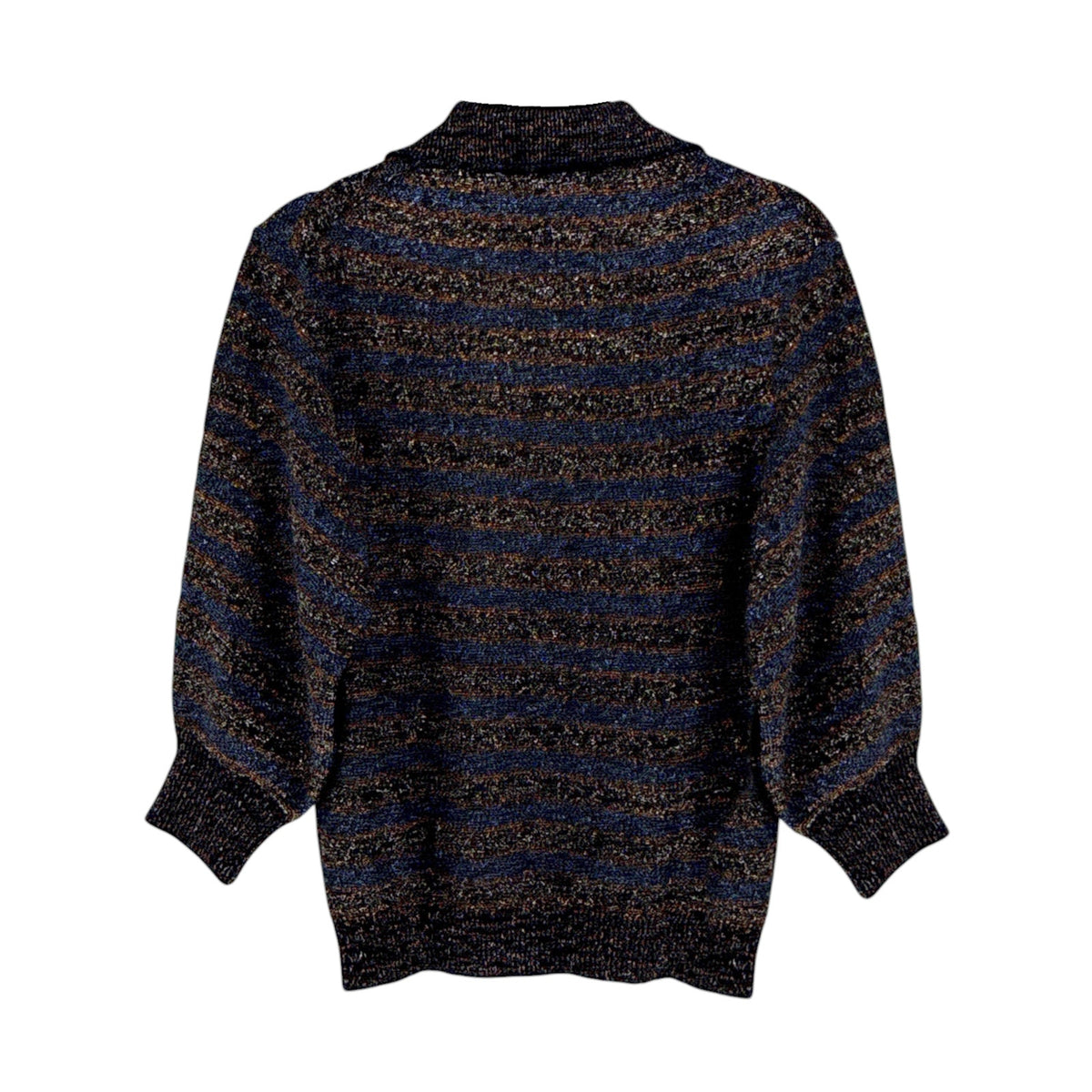 CHLOE Lurex Polo Sweater in Dark Navy M