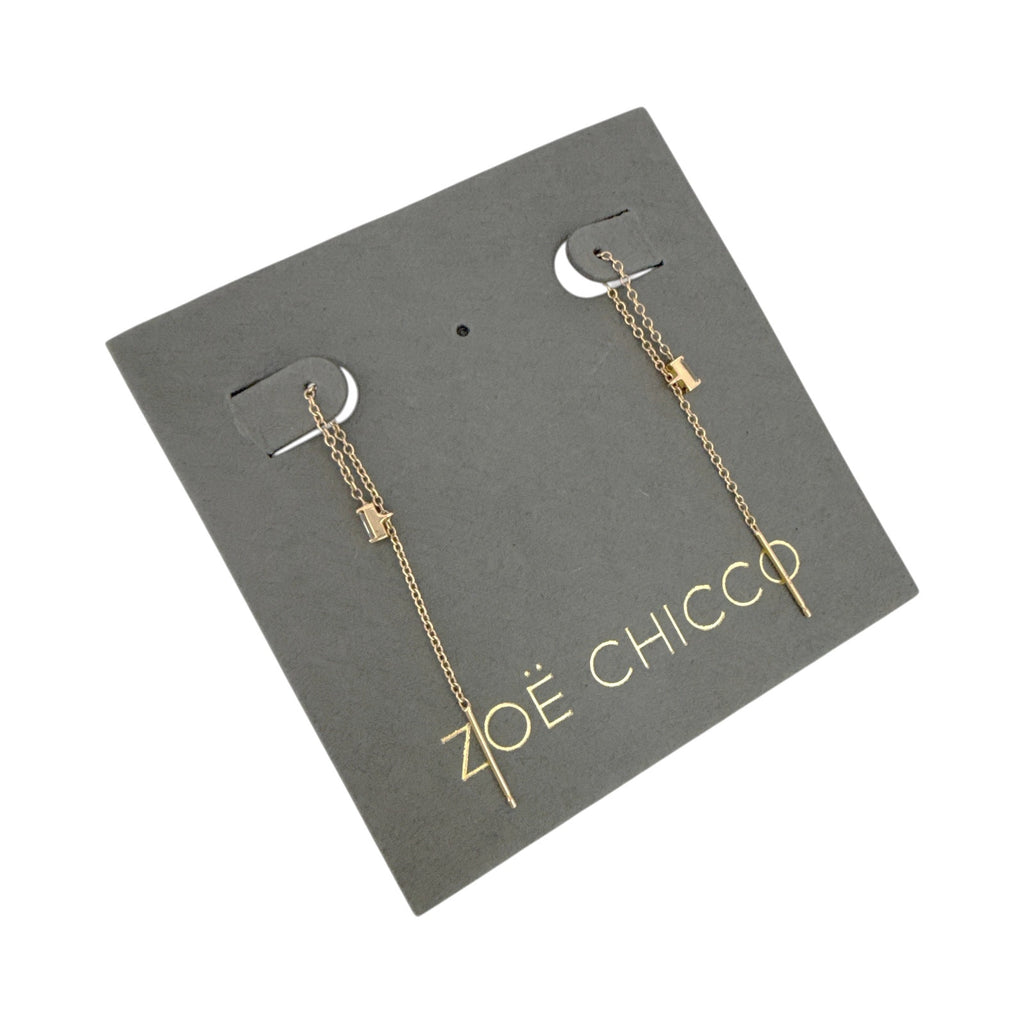 ZOE CHICCO 14k Gold Baguette Diamond Loop Threader Earrings