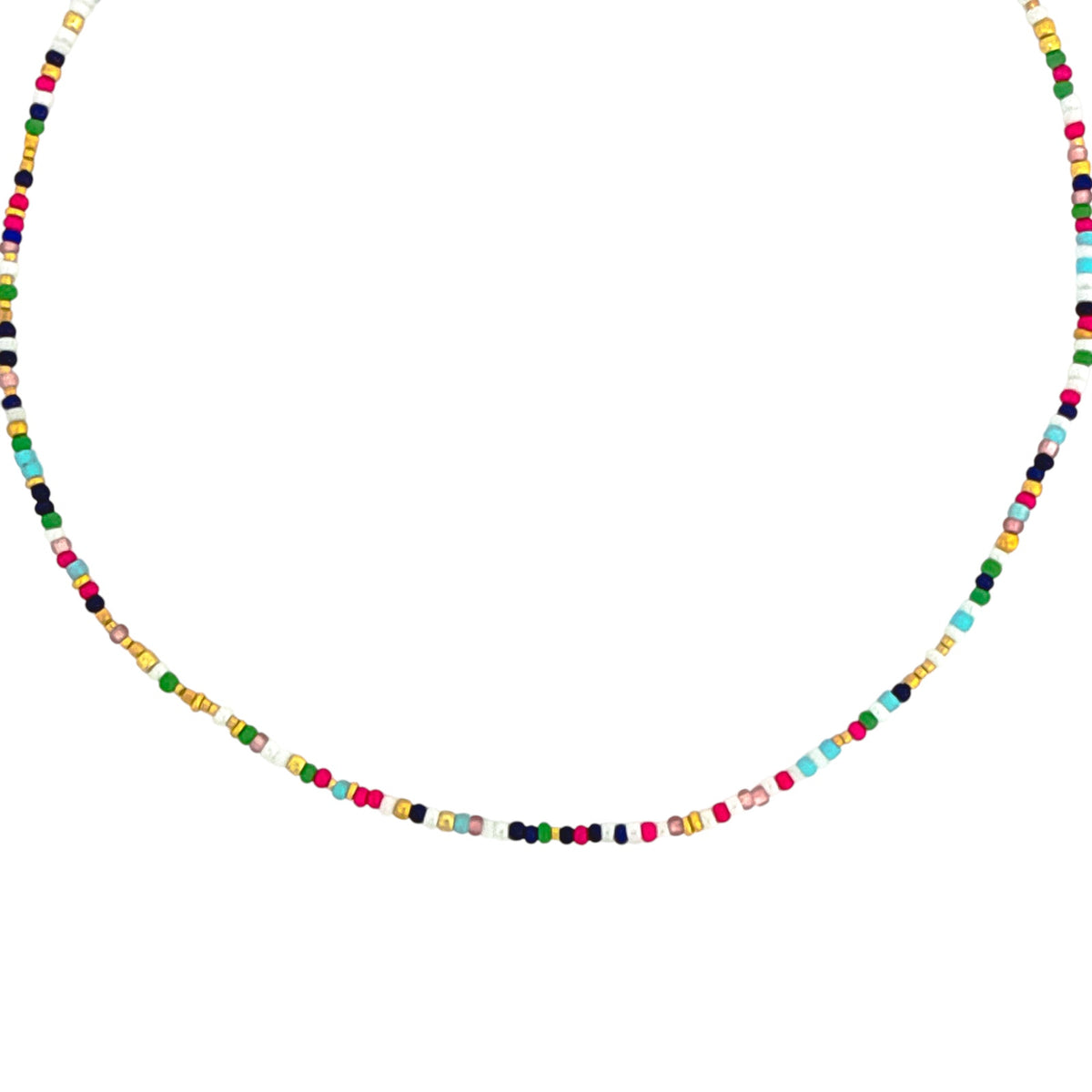 THE SILVER WREN Unity Beaded Necklace in Navy, Green, & Pink