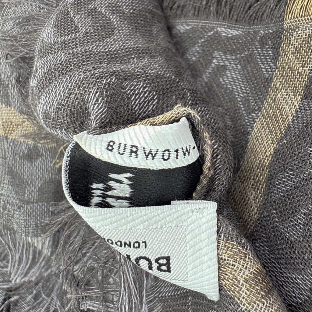 BURBERRY TB Giant Check Gauze Wool &amp; Silk Scarf in Charcoal