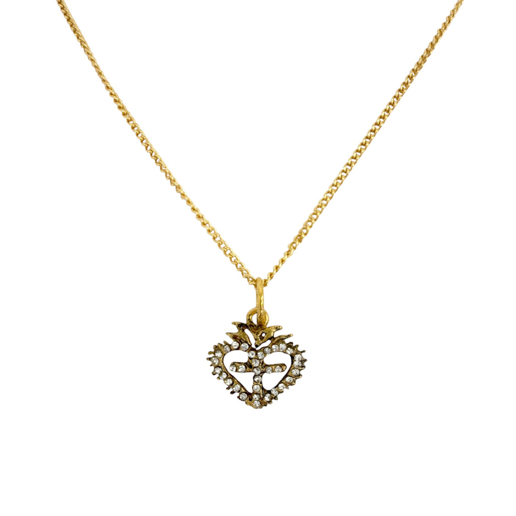 VSA Sacred Heart Logo Charm Necklace Gold