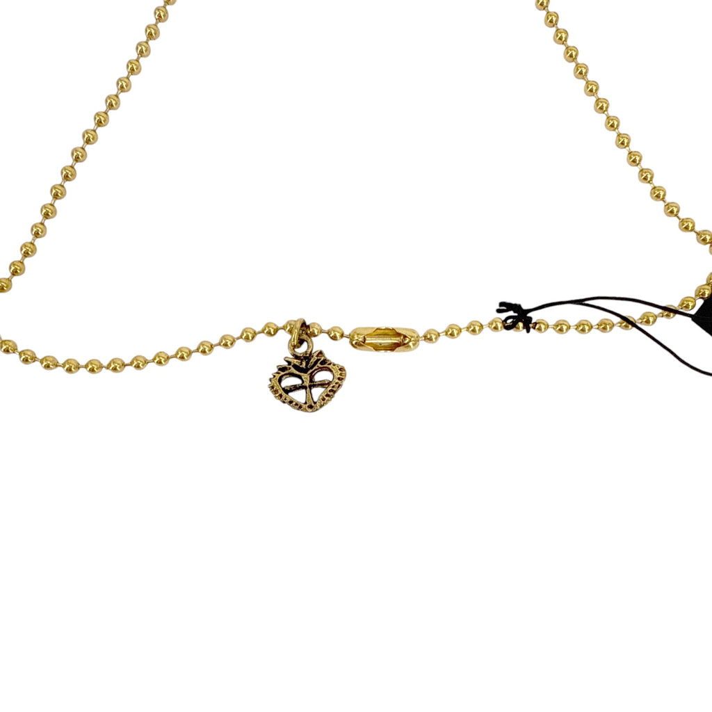 VSA Cloister Sacred Heart Charm Necklace Gold Ball Chain in Gold